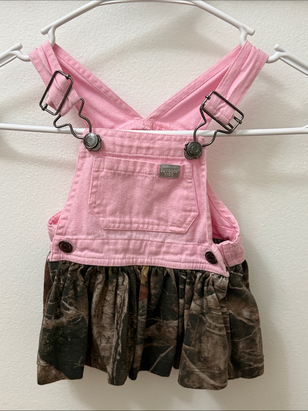 Outdoor Kids by Bass Pro Shops overall dress with camo skirt